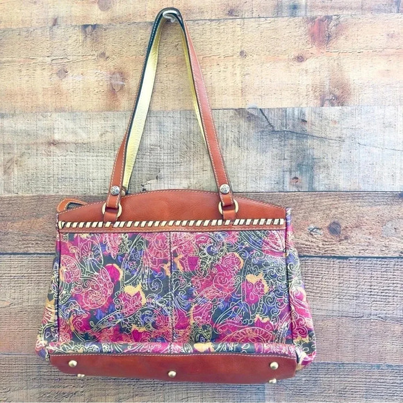 NWOT Patricia Nash Metallic Tooled Lace Poppy Top Zip Tote W Tassel - Picture 3 of 16